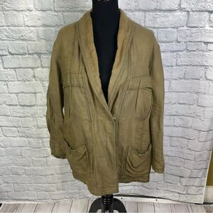 Free people oversize coat w/front pockets low cut collar one button close sz S